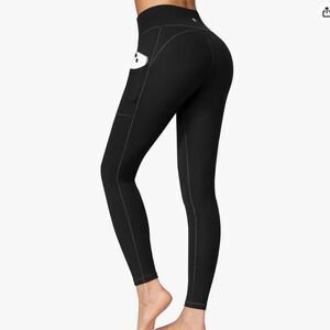 NWT Women's Black Yoga Pants Squat Proof Leggings with Pockets Size XL